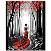 Woman in red dress - painting by numbers